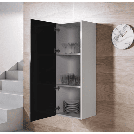 Vitrine Sala de estar e jantar BrancoPreto 40x29x126 1 porta Luke V1 Muebles Bonitos
