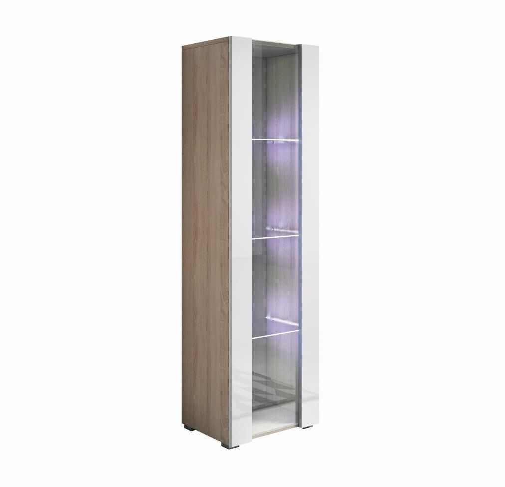 Vitrina salón comedor sonoma/blanco 40x29x167 1 puerta led luke v5 muebles bonitos