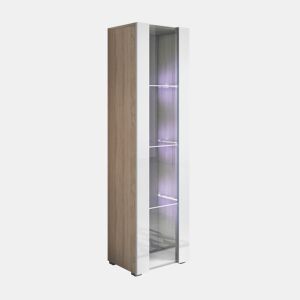 Vitrine Sala de estar e jantar SonomaBranco 40x29x167 1 porta LED Luke V5 Muebles Bonitos
