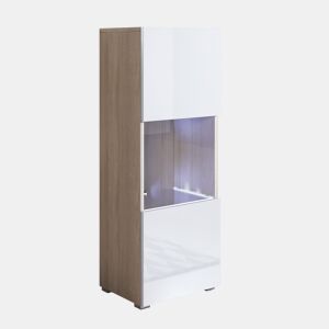 Vitrine Sala de estar e jantar SonomaBranco 40x29x128 1 porta LED Luke V3 Muebles Bonitos