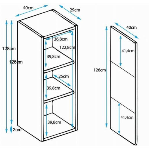 Vitrine Sala de estar e jantar SonomaBranco 40x29x128 1 porta LED Luke V3 Muebles Bonitos