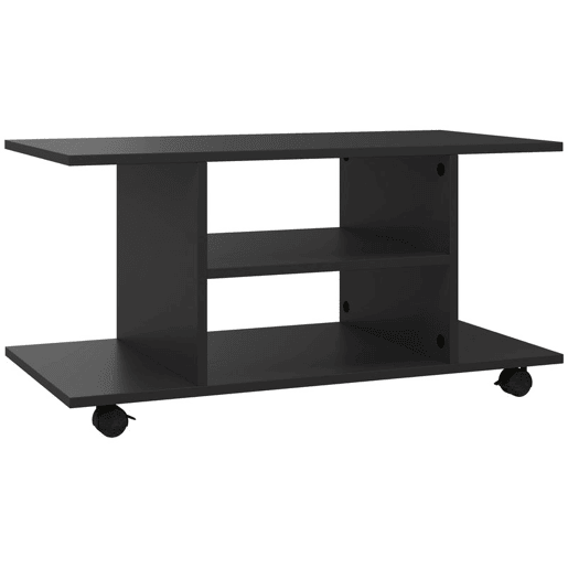 HOMCOM Móvel para TV para Televisores de até 42 Polegadas Móvel de TV com Prateleiras e Rodas com Travão 80x40x40cm Preto