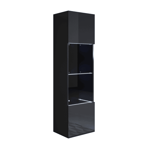 Vitrine Sala de estar e jantar Preto 40x29x165 1 porta LED Luke V6 Muebles Bonitos
