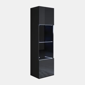 Vitrine Sala de estar e jantar Preto 40x29x165 1 porta LED Luke V6 Muebles Bonitos