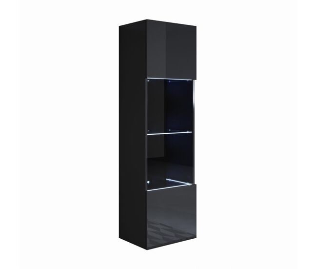 Vitrina salón comedor negro 40x29x165 1 puerta led luke v6 muebles bonitos