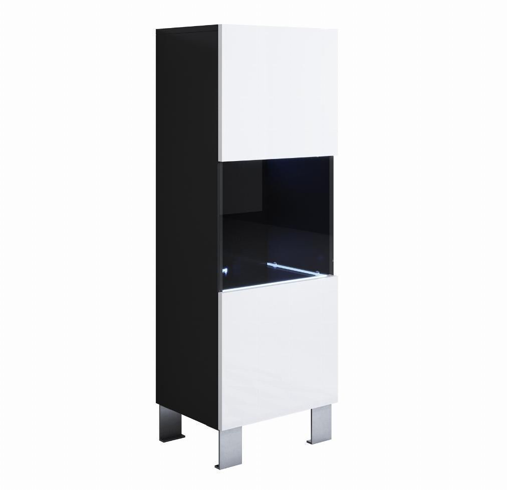 Vitrina salón comedor negro/blanco 40x29x138 1 puerta led luke v3 muebles bonitos