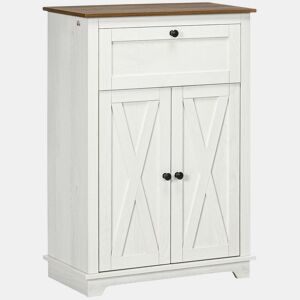 HOMCOM Aparador para Sala de Estar Armário de Armazenamento com Portas Duplas Gaveta e Prateleira Ajustável para Cozinha Dormitório 60x30x87,4 cm Branco