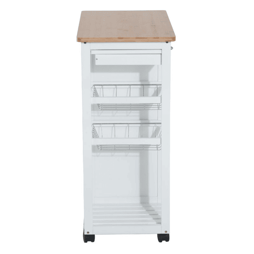 HOMCOM Carrinho de Cozinha de Bambu 70x37x85 cm