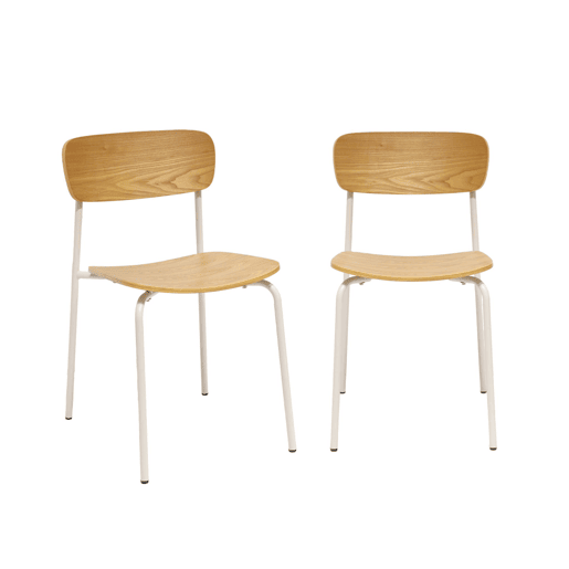 Banco alto de cozinha contraplacado e folheado madeira pés, set de 2, Toby, Beige, 43.5x51x77 cm