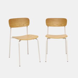 Banco alto de cozinha contraplacado e folheado madeira pés, set de 2, Toby, Beige, 43.5x51x77 cm