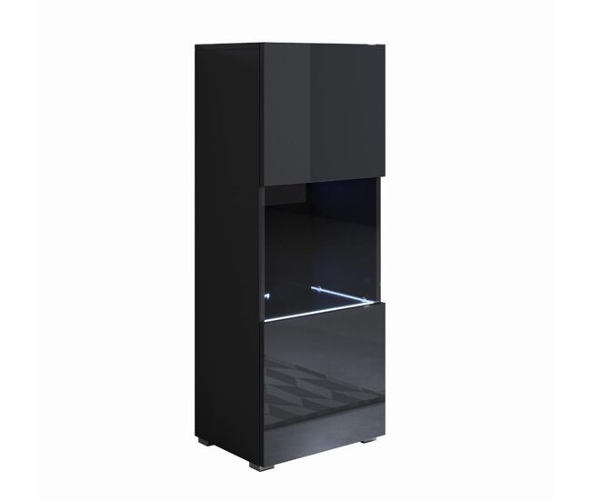 Vitrina salón comedor negro 40x29x128 1 puerta led luke v3 muebles bonitos