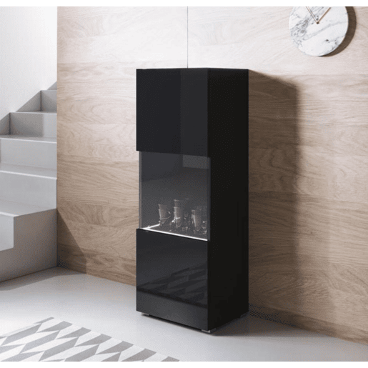 Vitrine Sala de estar e jantar Preto 40x29x128 1 porta LED Luke V3 Muebles Bonitos