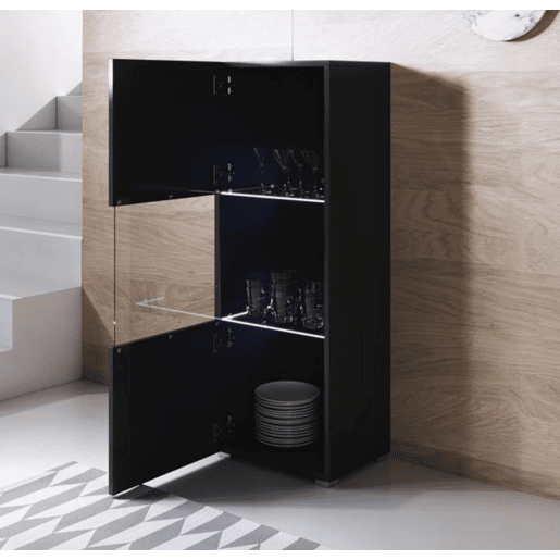 Vitrine Sala de estar e jantar Preto 40x29x128 1 porta LED Luke V3 Muebles Bonitos