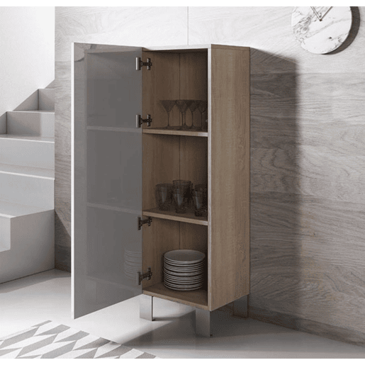 Vitrine Sala de estar e jantar SonomaBranco 40x29x138 1 porta Luke V1 Muebles Bonitos