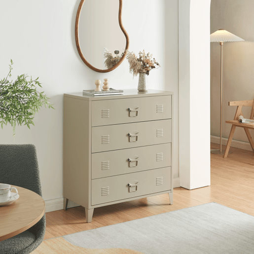 Armário metálico Hämeenlinna com 4 gavetas aço 80x40x92 cm Cor camel en.casa