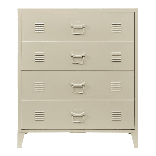 Armário metálico Hämeenlinna com 4 gavetas aço 80x40x92 cm Cor camel en.casa