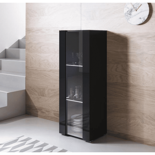 Vitrine Sala de estar e jantar Preto 40x29x128 1 porta LED Luke V2 Muebles Bonitos