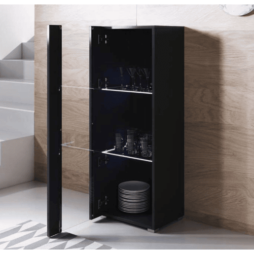 Vitrine Sala de estar e jantar Preto 40x29x128 1 porta LED Luke V2 Muebles Bonitos