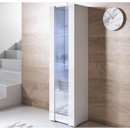 Vitrine Sala de estar e jantar Branco 40x29x167 1 porta LED Luke V5 Muebles Bonitos