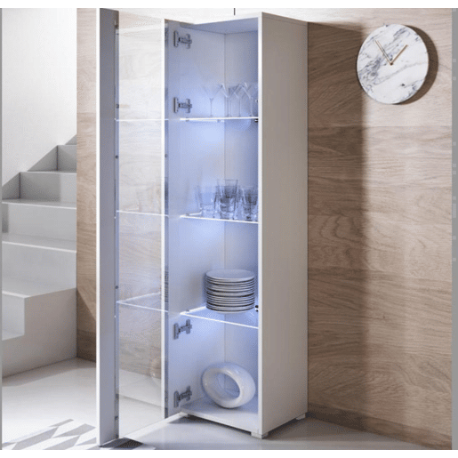 Vitrine Sala de estar e jantar Branco 40x29x167 1 porta LED Luke V5 Muebles Bonitos