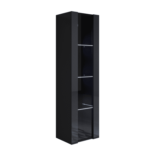 Vitrine Sala de estar e jantar Preto 40x29x165 1 porta LED Luke V5 Muebles Bonitos