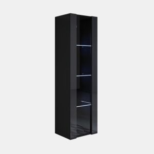 Vitrine Sala de estar e jantar Preto 40x29x165 1 porta LED Luke V5 Muebles Bonitos