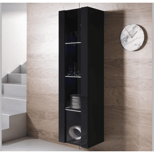 Vitrine Sala de estar e jantar Preto 40x29x165 1 porta LED Luke V5 Muebles Bonitos