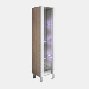 Vitrine Sala de estar e jantar SonomaBranco 40x29x177 1 porta LED Luke V5 Muebles Bonitos