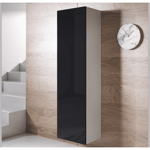 Vitrine Sala de estar e jantar BrancoPreto 40x29x165 1 porta Luke V4 Muebles Bonitos