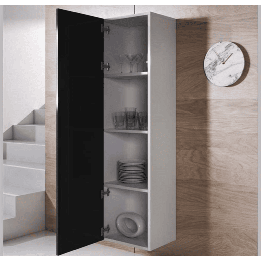 Vitrine Sala de estar e jantar BrancoPreto 40x29x165 1 porta Luke V4 Muebles Bonitos