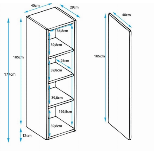 Vitrine Sala de estar e jantar PretoBranco 40x29x177 1 porta Luke V4 Muebles Bonitos