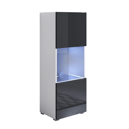 Vitrine Sala de estar e jantar BrancoPreto 40x29x128 1 porta LED Luke V3 Muebles Bonitos