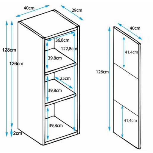 Vitrine Sala de estar e jantar BrancoPreto 40x29x128 1 porta LED Luke V3 Muebles Bonitos