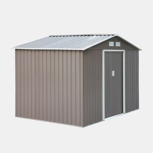 Outsunny Abrigo de Jardim Exterior 4,83m² 277x195x192cm Abrigo e Jardim Metálico para Armazenamento de Ferramentas com Base de Reforço Incluída e 4 Janelas Cinza