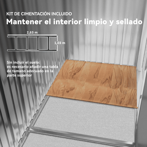 Outsunny Abrigo de Jardim Exterior 4,83m² 277x195x192cm Abrigo e Jardim Metálico para Armazenamento de Ferramentas com Base de Reforço Incluída e 4 Janelas Cinza