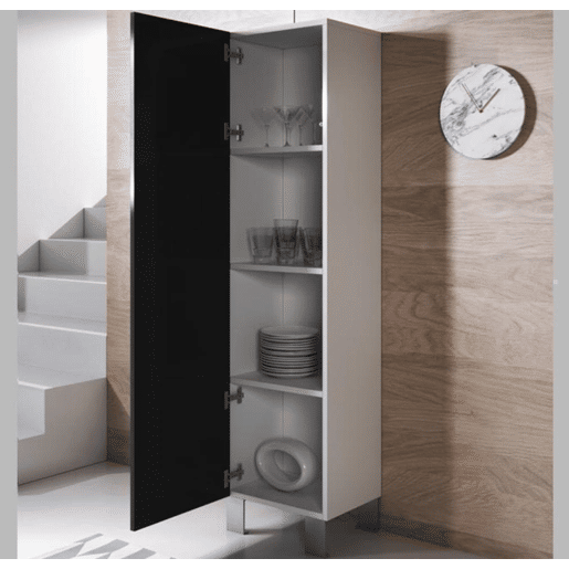 Vitrine Sala de estar e jantar BrancoPreto 40x29x177 1 porta Luke V4 Muebles Bonitos