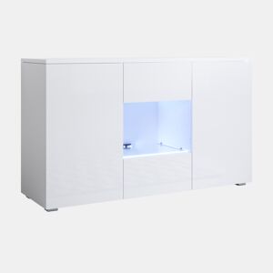Aparador Sala de estar e jantar Branco 120x40x72 3 portas LED Luke A2 Muebles Bonitos