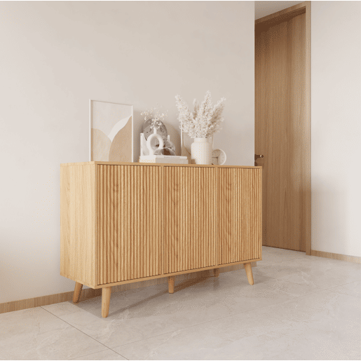 Aparador Sala de estar e jantar Carvalho Alba 120x40x76 3 portas Renzo Muebles Bonitos