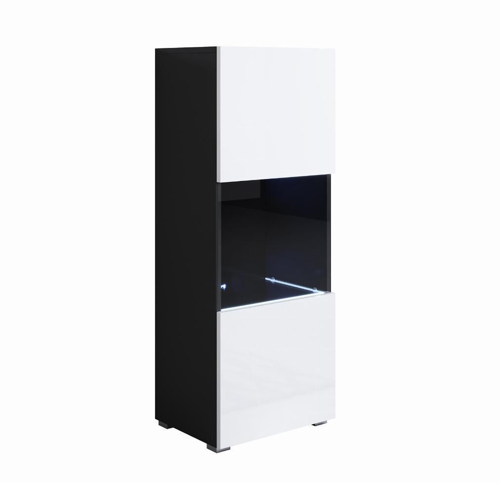 Vitrina salón comedor negro/blanco 40x29x128 1 puerta led luke v3 muebles bonitos