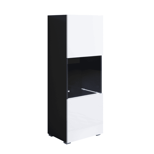 Vitrine Sala de estar e jantar PretoBranco 40x29x128 1 porta LED Luke V3 Muebles Bonitos