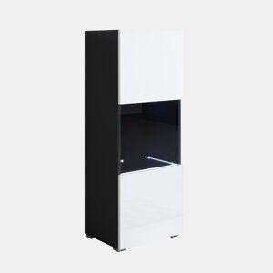 Vitrine Sala de estar e jantar PretoBranco 40x29x128 1 porta LED Luke V3 Muebles Bonitos