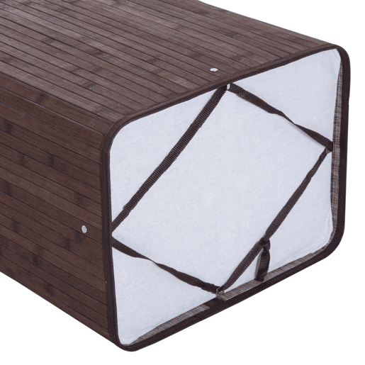 HOMCOM Cesto de Roupa Suja Dobrável com Tampa 67L, Cesto de Roupa em Bambu, 2 Compartimentos, Saco Removível, para Quarto, Casa de Banho, Lavandaria, 40x30x60 cm, Castanho