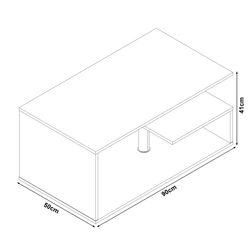 Mesa de centro Haarlem con gaveta 90x50x41 cm Aspeto de betão leve en.casa