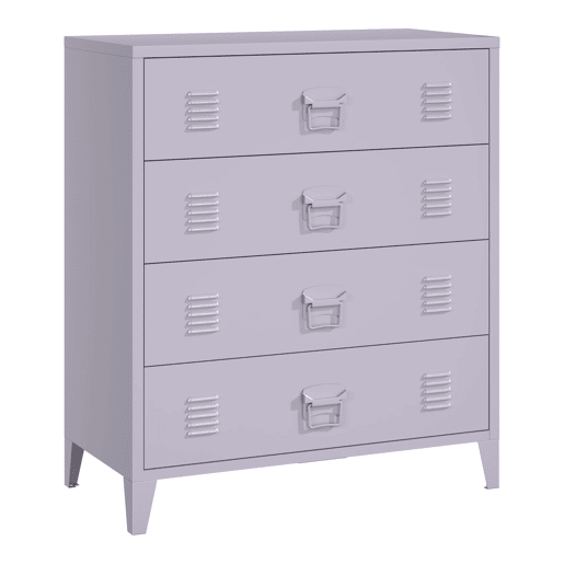 Armário metálico Hämeenlinna com 4 gavetas aço 80x40x92 cm Púrpura claro en.casa Armário metálico Hämeenlinna com 4 gavetas aço 80x40x92 cm Púrpura claro en.casa
