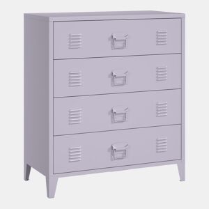 Armário metálico Hämeenlinna com 4 gavetas aço 80x40x92 cm Púrpura claro en.casa