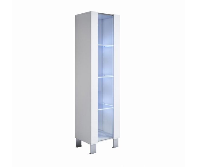 Vitrina salón comedor blanco 40x29x177 1 puerta led luke v5 muebles bonitos