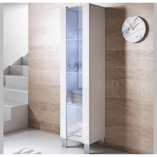 Vitrine Sala de estar e jantar Branco 40x29x177 1 porta LED Luke V5 Muebles Bonitos