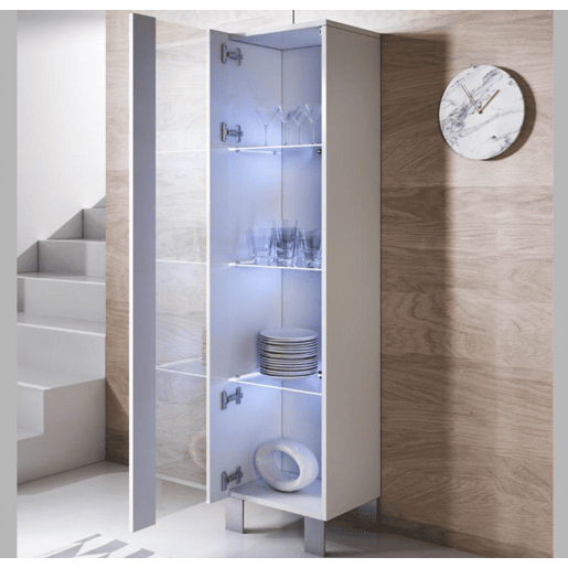 Vitrine Sala de estar e jantar Branco 40x29x177 1 porta LED Luke V5 Muebles Bonitos