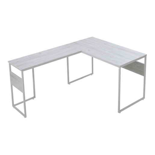 Secretária Karlstang em forma de L 166x120x75 cm cinzento claro en.casa
