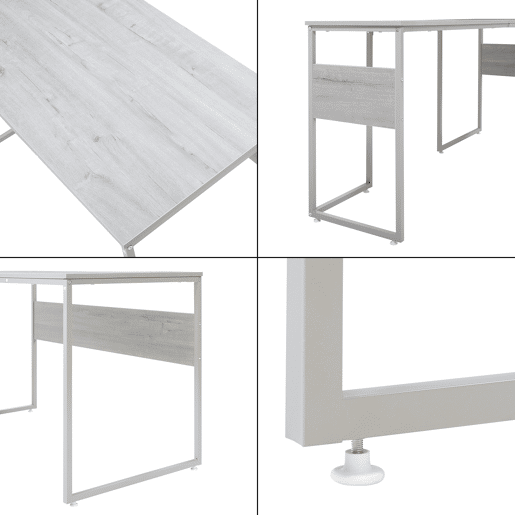 Secretária Karlstang em forma de L 166x120x75 cm cinzento claro en.casa